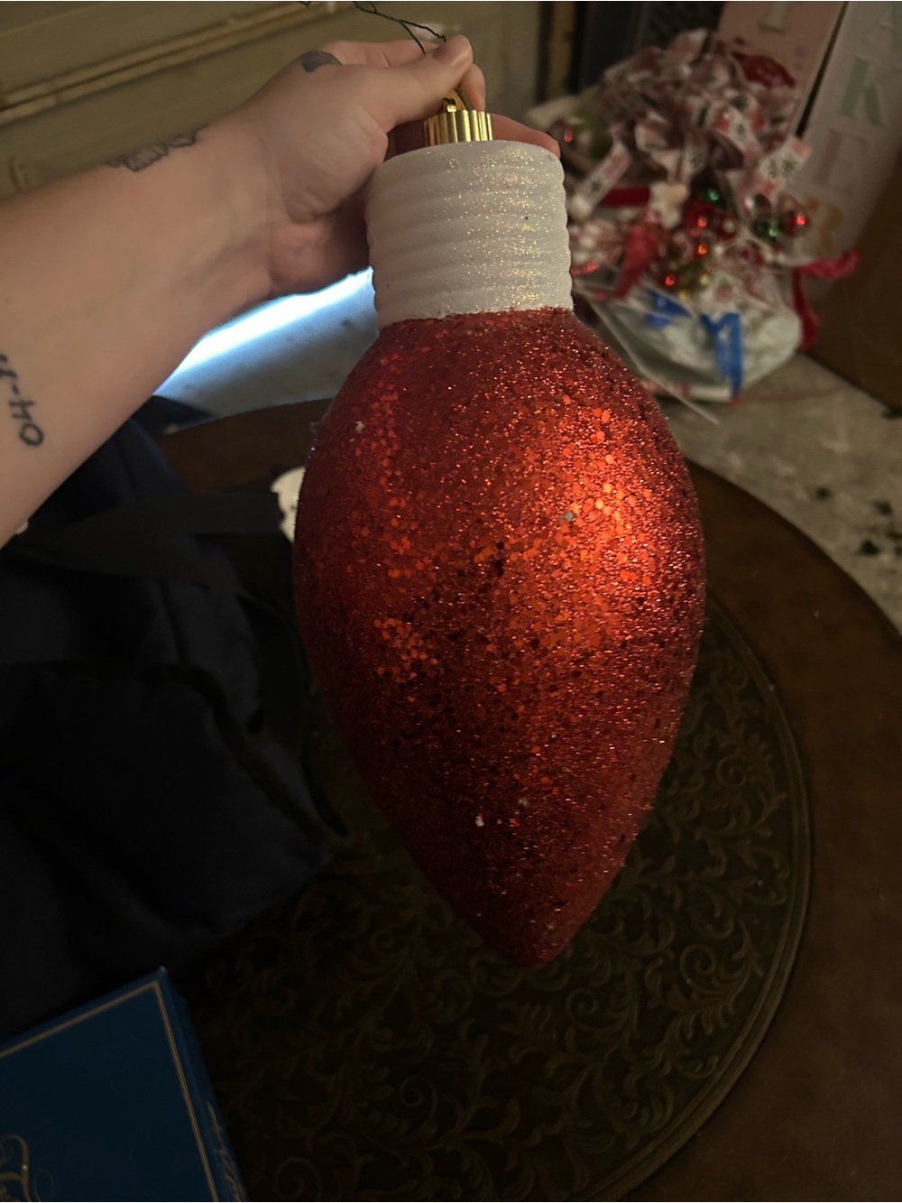 Oversized glitter teardrop ornament